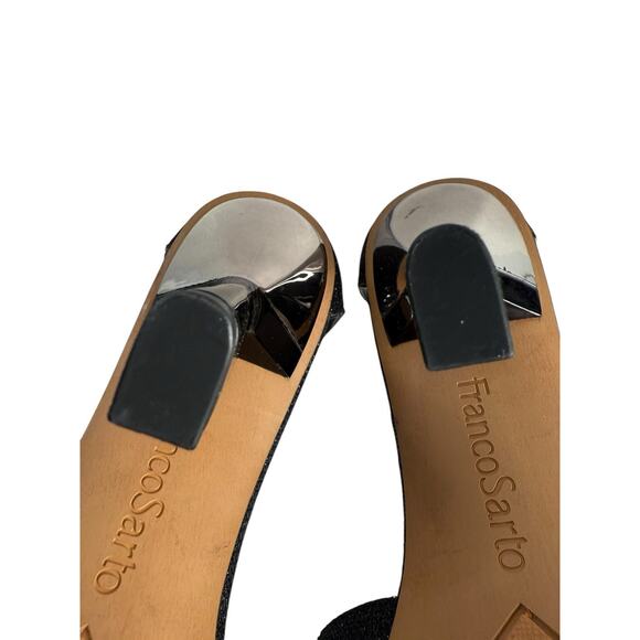 Franco Sarto Women's Size 9 Rania 2 Stiletto Square Cut Out Heels Black Shimmer - Picture 6 of 6